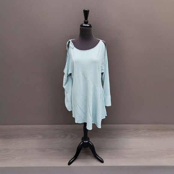 Free People Mint Clear Skies Cold Shoulder Tunic Mini Dress Small Asymmetrical - Picture 2 of 12